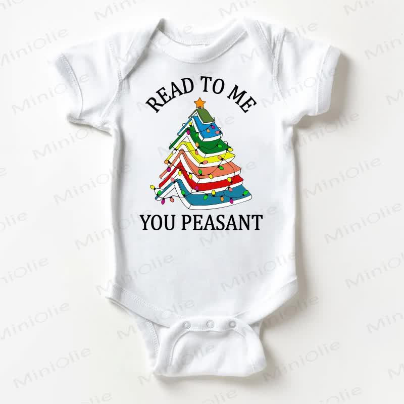 READ TO ME YOU PEASANT Baby Book Christmas Tree White Bodysuit - White - 18-24M - image 1