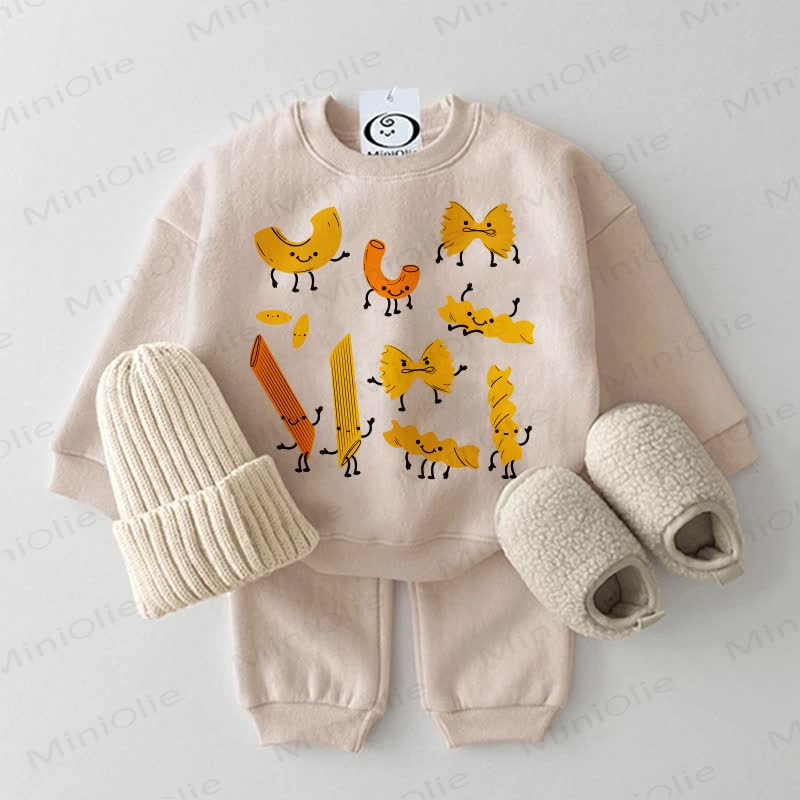 Baby Pasta Print Sweatshirt 2-piece Set - Beige - 2-3T - image 1