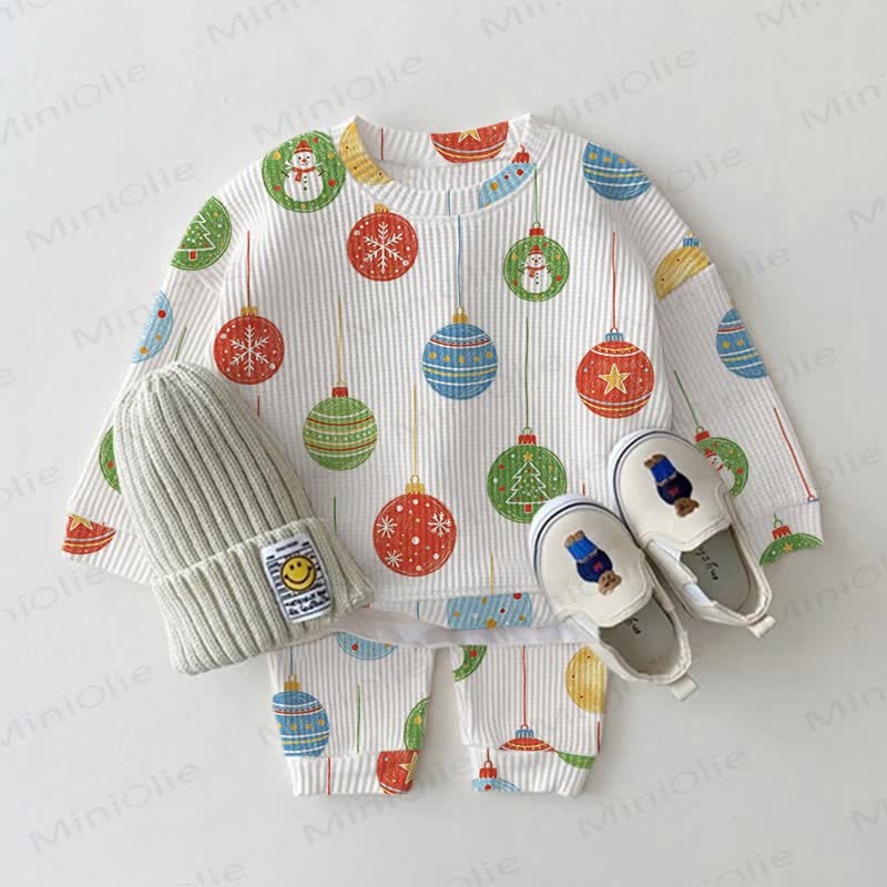 Baby Christmas Light Waffle 2-piece Set - White - 2-3T - image 1