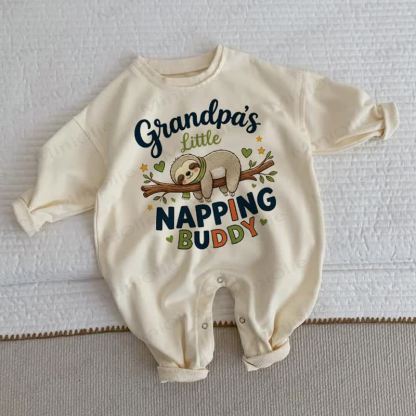 GRANDPA'S LITTLE NAPPING BUBBY Baby Toddler Sloth Beige Romper - Beige - 2-3T - image 1