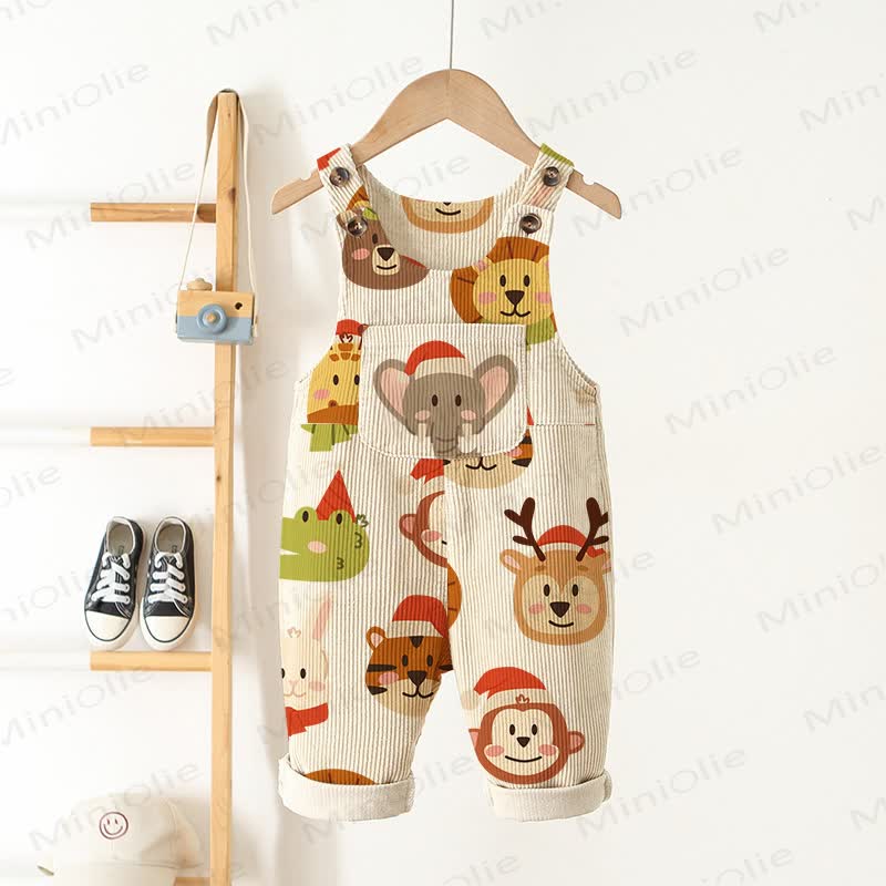Baby Toddler Christmas Animal Corduroy Overalls - Beige - 3-5T - image 1