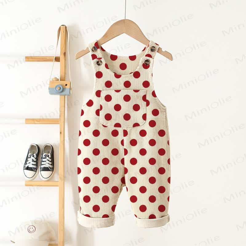 Baby Toddler Polka Dot Corduroy Overalls - Beige - 3-5T - image 1