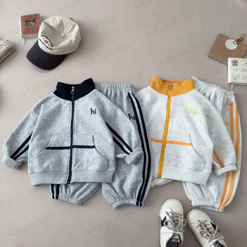 HI Toddler Gray Contrast Zip Jacket and Jogger 2-piece Set - image 1