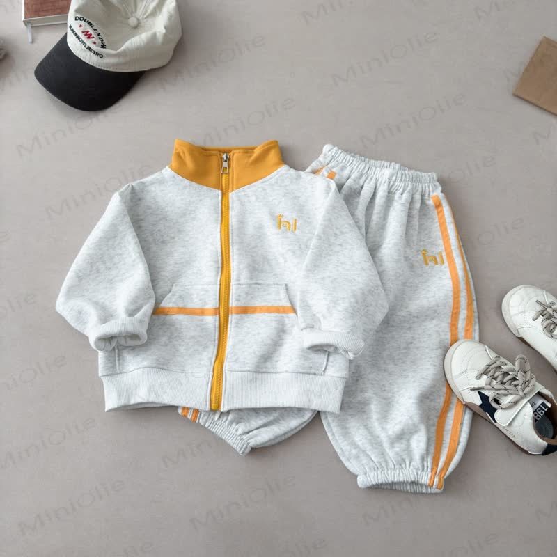 HI Toddler Gray Contrast Zip Jacket and Jogger 2-piece Set - Yellow - 4-5T - image 3