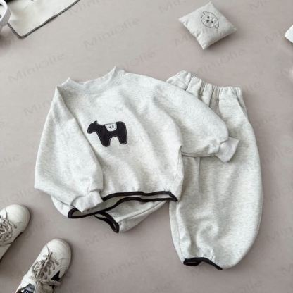 Toddler Puppy Patch Sweatshirt and Harem Pants 2-piece Set - Light Gray - 10-11T - image 2