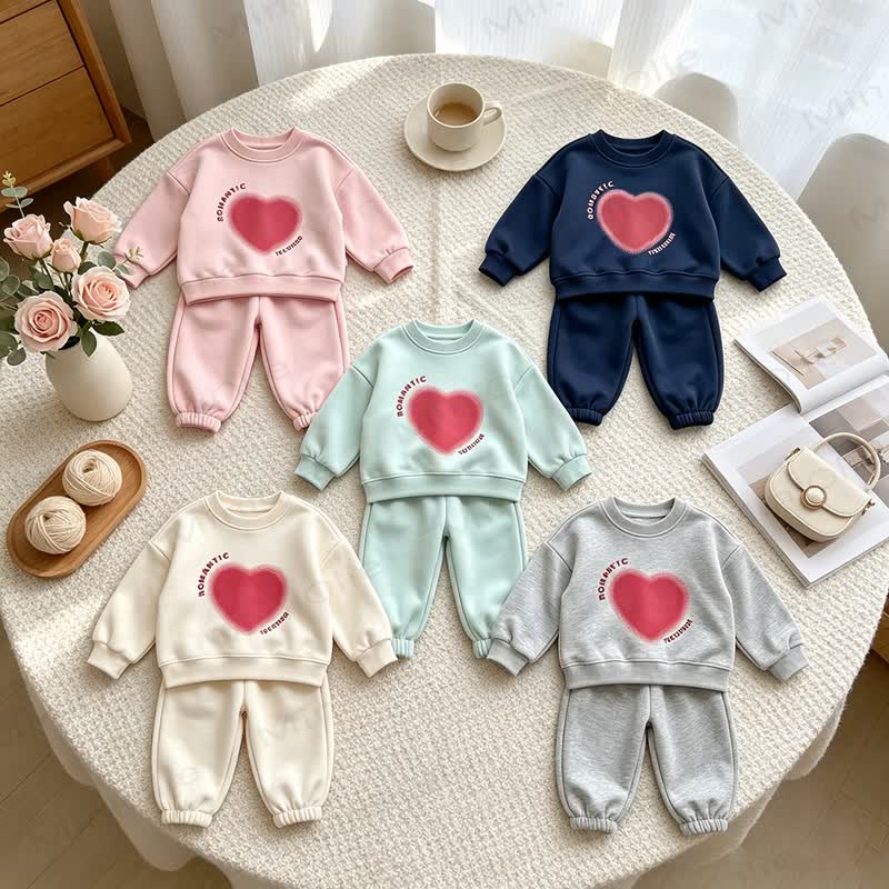ROMANTIC TOGETHER Toddler Heart Print Sweatshirt and Jogger 2-piece Set - image 7