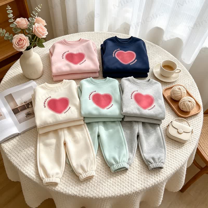 ROMANTIC TOGETHER Toddler Heart Print Sweatshirt and Jogger 2-piece Set - image 8