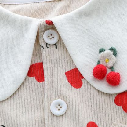 Toddler Girl Bunny Heart Print Corduroy Cardigan and Denim Pants 3-piece Set - image 5