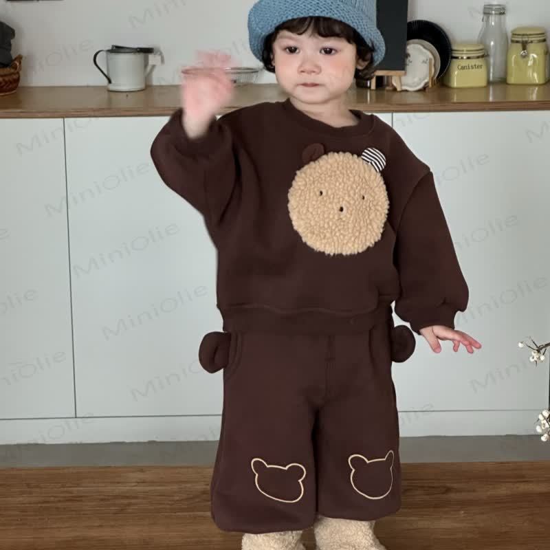 Baby Toddler Cozy Bear Ear Sherpa Set - Brown Set - 3-4T - image 3