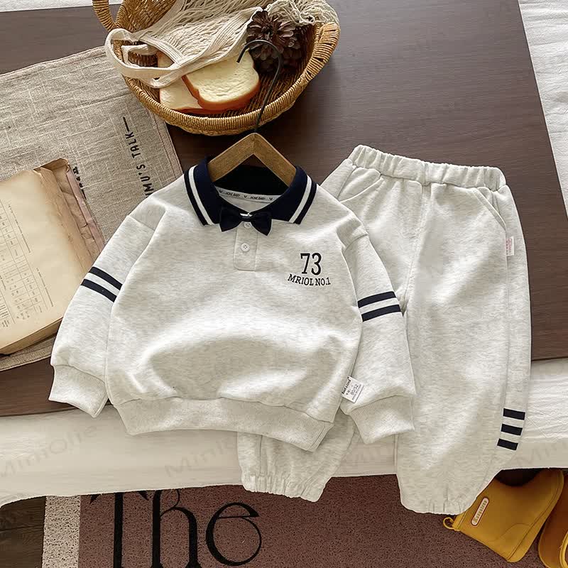 Toddler Boy Classic Gray Polo Sweatshirt and Jogger 2-piece Set - image 1