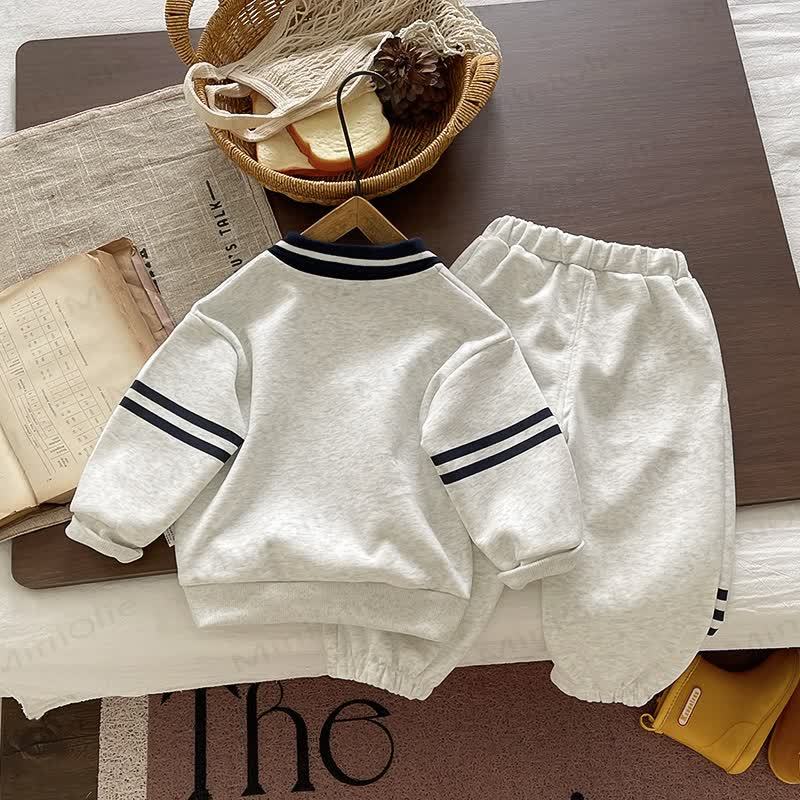 Toddler Boy Classic Gray Polo Sweatshirt and Jogger 2-piece Set - image 3