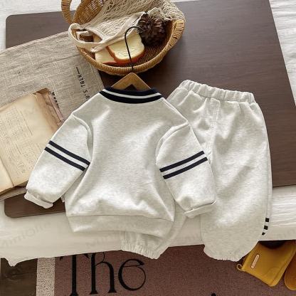 Toddler Boy Classic Gray Polo Sweatshirt and Jogger 2-piece Set - image 3