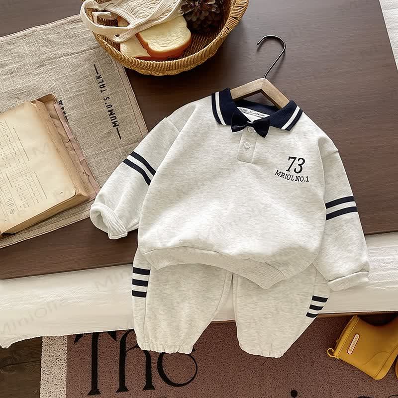 Toddler Boy Classic Gray Polo Sweatshirt and Jogger 2-piece Set - Gray - 4-5T - image 2