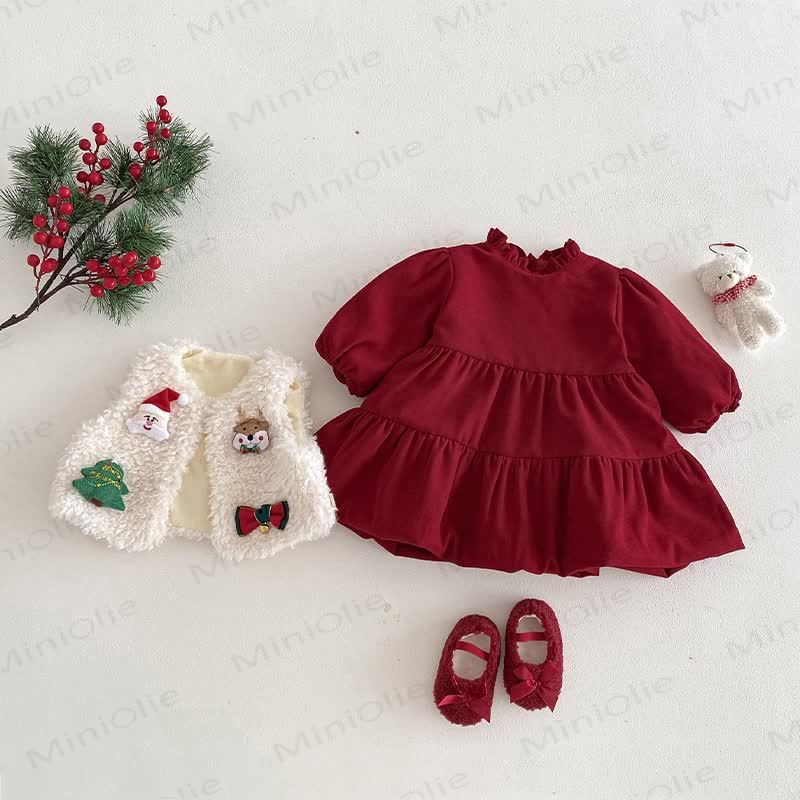 Baby Toddler Girl Christmas Red Dress or Christmas Waistcoat or Snowman Outerwear or Christmas Sweatshirt - image 3