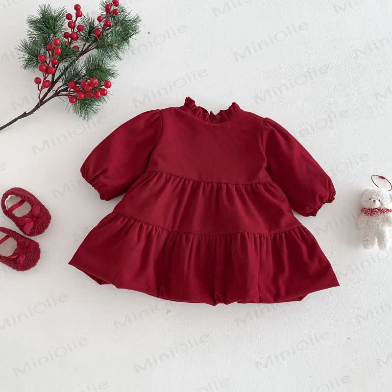 Baby Toddler Girl Christmas Red Dress or Christmas Waistcoat or Snowman Outerwear or Christmas Sweatshirt - Red Dress - 4-5T - image 6