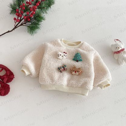 Baby Toddler Girl Christmas Red Dress or Christmas Waistcoat or Snowman Outerwear or Christmas Sweatshirt - Beige Sweatshirt - 4-5T - image 8