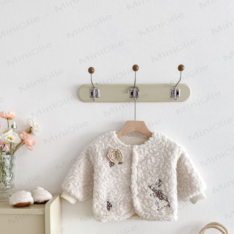 Baby Floral Fleece Jacket - Beige - 3-4T - image 2