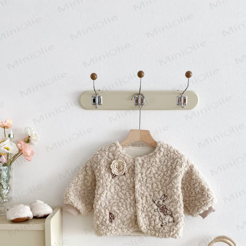 Baby Floral Fleece Jacket - Khaki - 3-4T - image 4