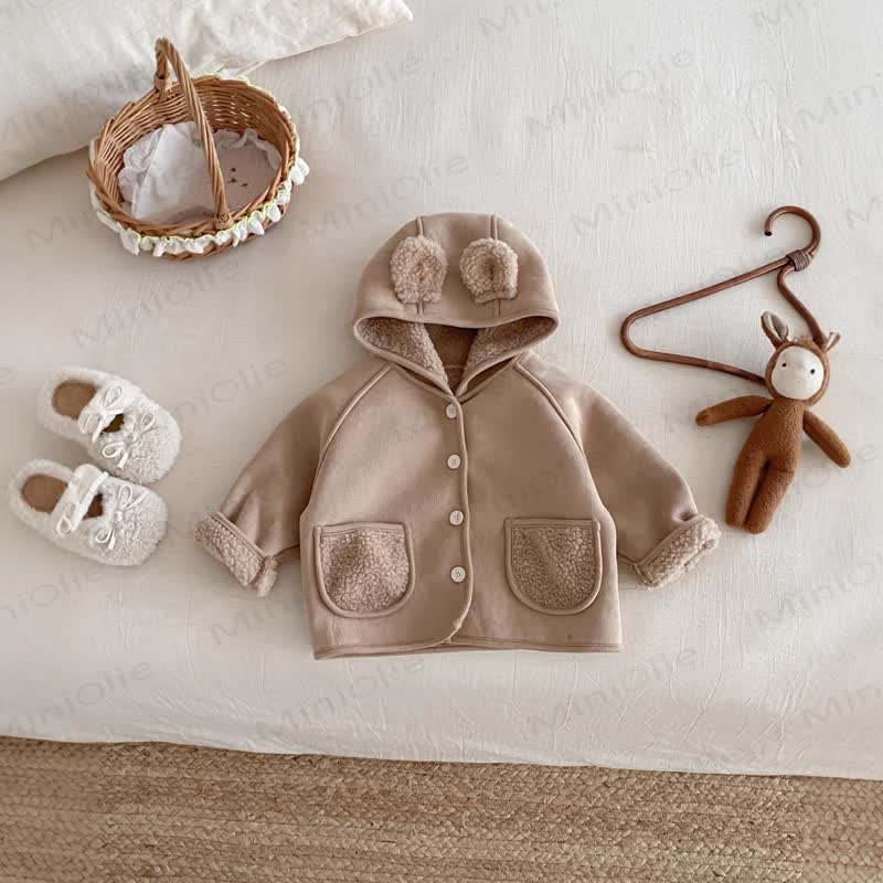 Baby Toddler Bear Ear Hooded Outerwear - Brown - 3-4T - image 1