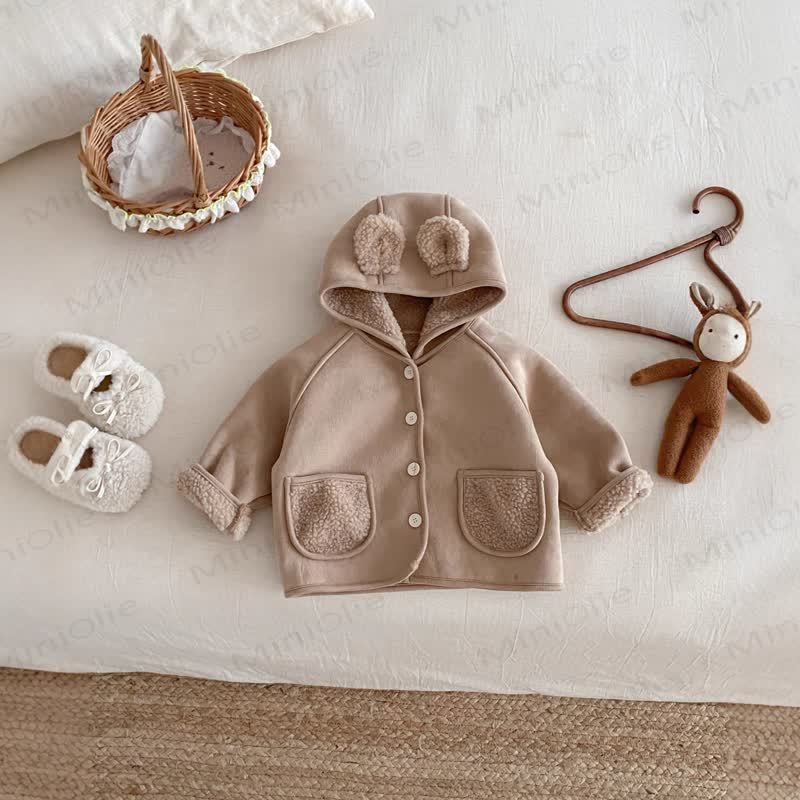 Baby Toddler Bear Ear Hooded Outerwear - Brown - 3-4T - image 1