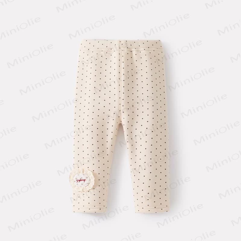Baby Fleece Lined Dot Leggings - Beige - 2-3T - image 3