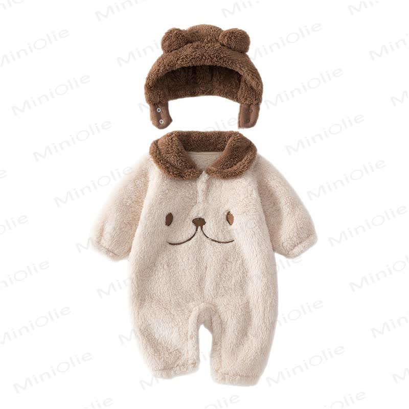 Baby Fleece Animal Romper Set with Hat - image 2