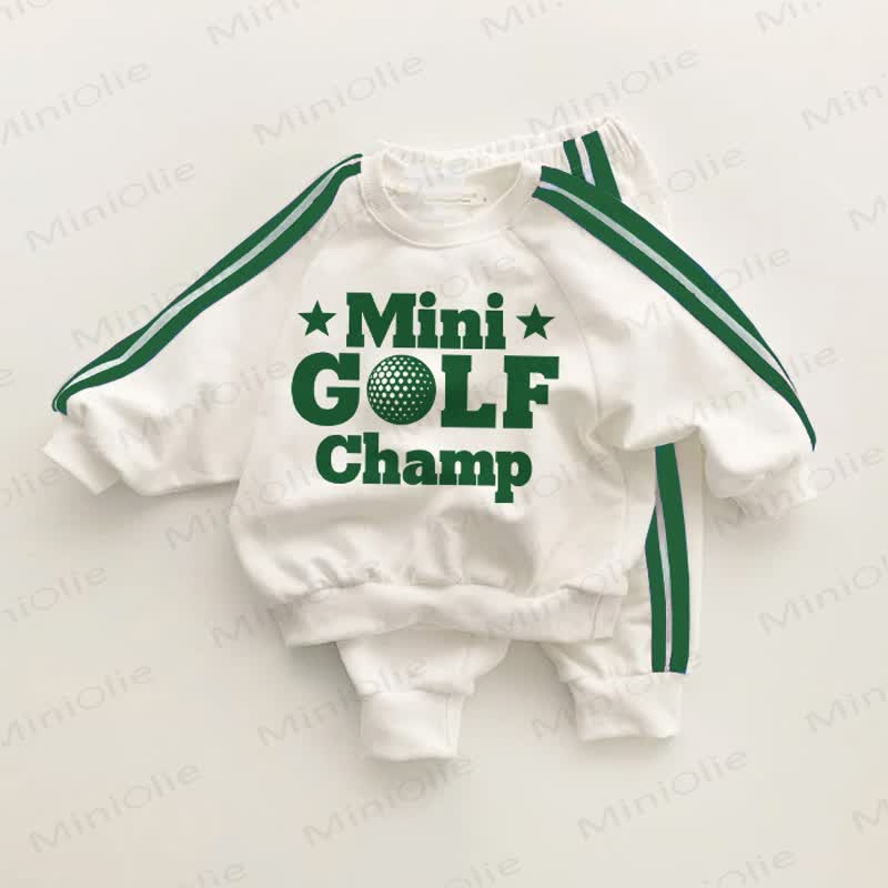 MINI GOLF CHAMP Baby Toddler Green Striped 2-piece Set - White&Green - 3-5T - image 1
