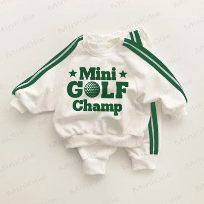 MINI GOLF CHAMP Baby Toddler Green Striped 2-piece Set - White&Green - 3-5T - image 1
