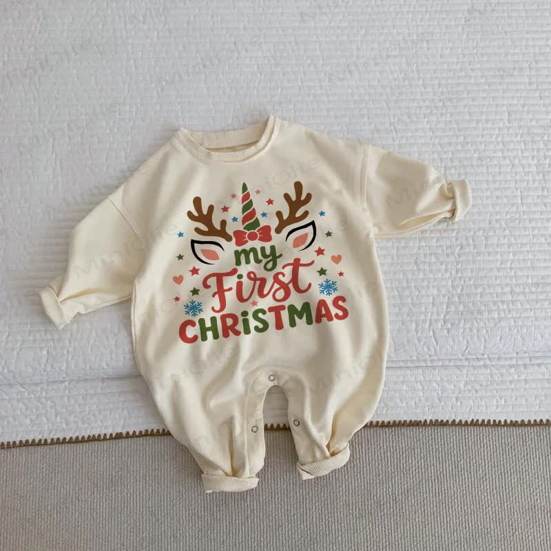 MY FIRST CHRISTMAS Baby Toddler Beige Romper - Beige - 2-3T - image 1