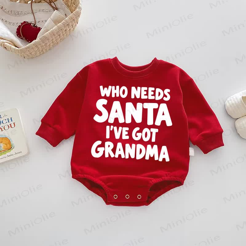 WHO NEEDS SANTA I'VE GOT GRANDMA Baby Red Bodysuit - Red - 18-24M - image 1