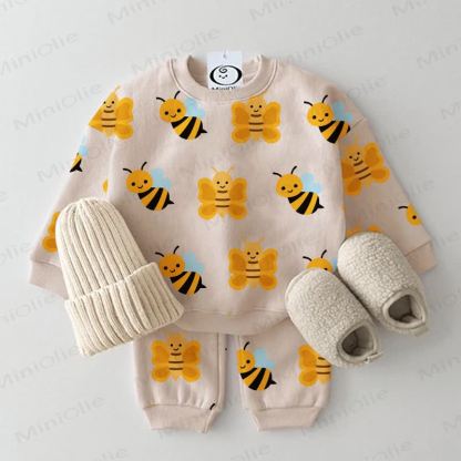 Baby Bee Print Beige 2-piece Set - Beige - 3-5T - image 1