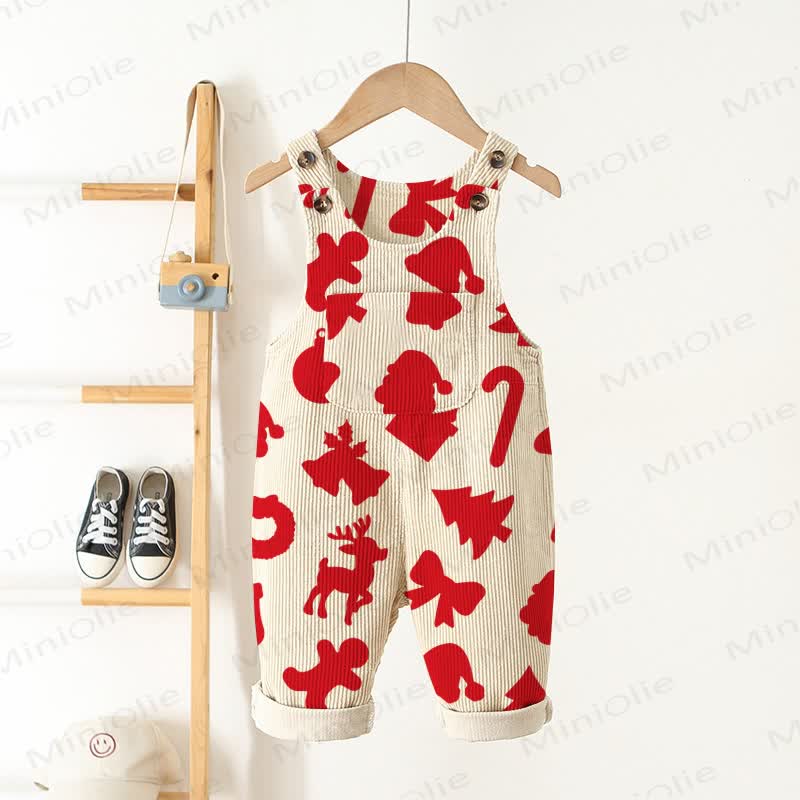 Baby Toddler Christmas Elements Corduroy Overalls - Beige - 3-5T - image 1