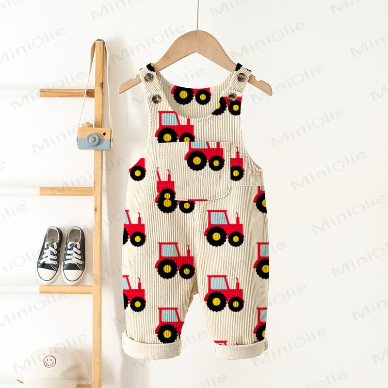 Baby Toddler Tractor Print Corduroy Overalls - Beige - 3-5T - image 1
