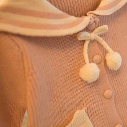 Toddler Girl Cat Pocket Sailor Collar Knit Dress - image 5