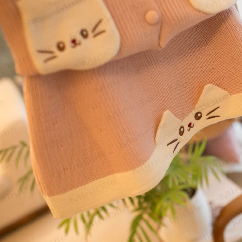 Toddler Girl Cat Pocket Sailor Collar Knit Dress - image 8
