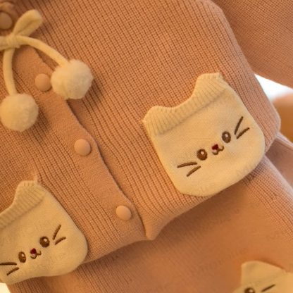 Toddler Girl Cat Pocket Sailor Collar Knit Dress - image 6