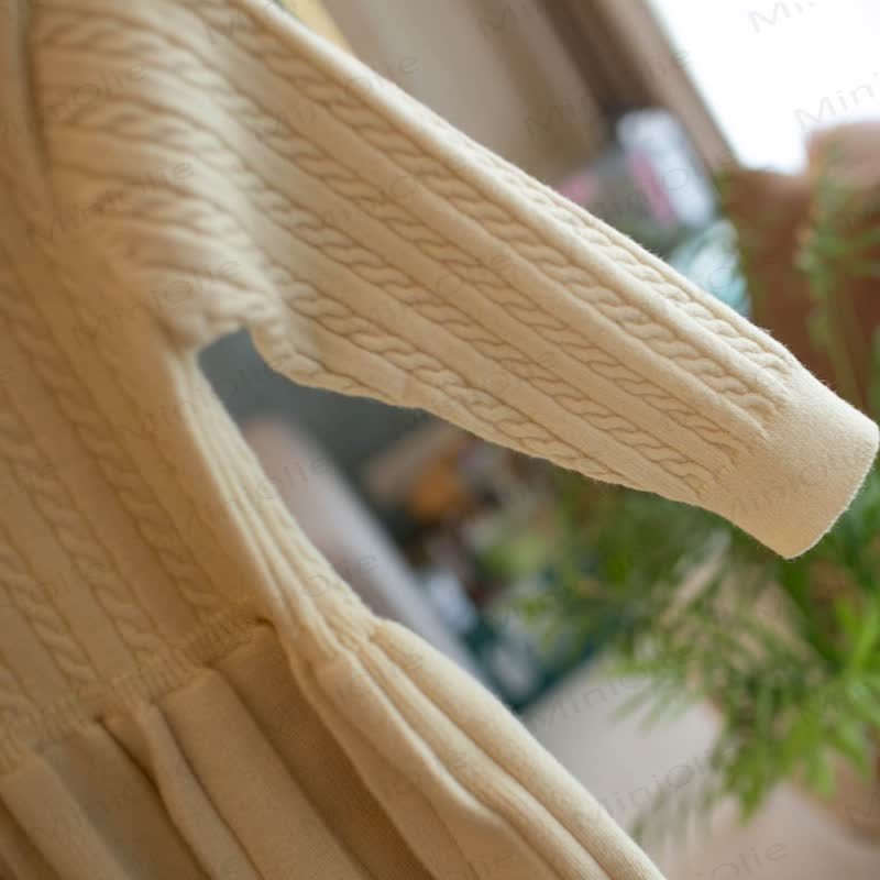 Toddler Baby Heart Button Cable Knit Long Sleeve Dress - image 9