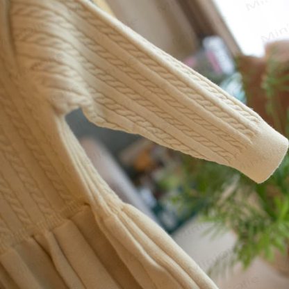 Toddler Baby Heart Button Cable Knit Long Sleeve Dress - image 9