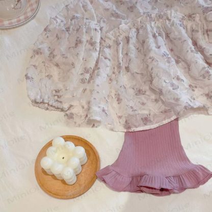 Toddler Girl Floral Puff Sleeve Top and Pants 2-piece Set - image 5