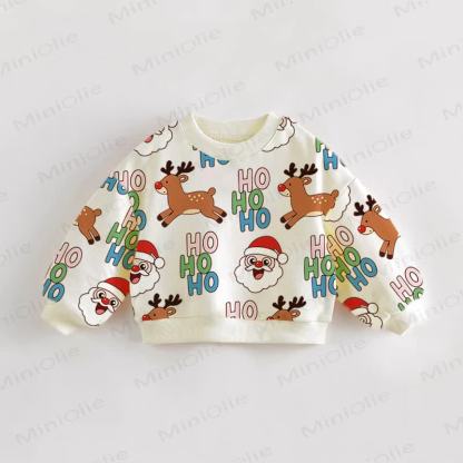 HOHOHO Baby Toddler Santa Reindeer Cream Sweatshirt - Cream - 3-5T - image 1