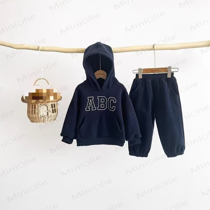 ABC Toddler Cozy Fleece Hoodie and Jogger 2-piece Set - Navy - 8-9T - image 4