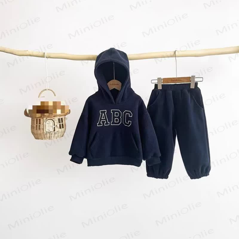 ABC Toddler Cozy Fleece Hoodie and Jogger 2-piece Set - Navy - 8-9T - image 4