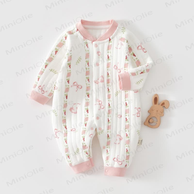 Baby Quilted Animal Snap Front Romper - Pink - 18-24M - image 1
