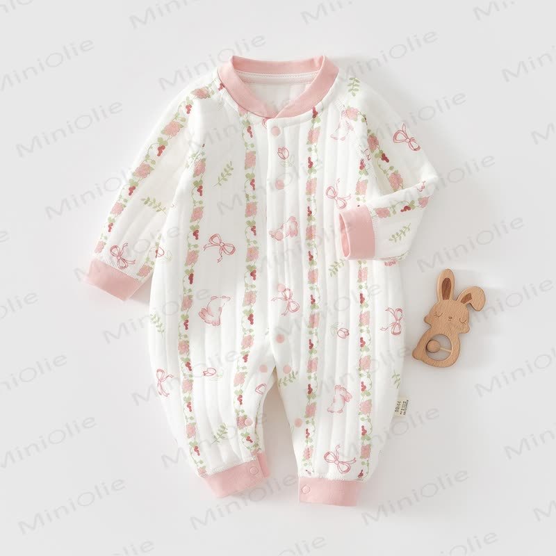 Baby Quilted Animal Snap Front Romper - Pink - 18-24M - image 1