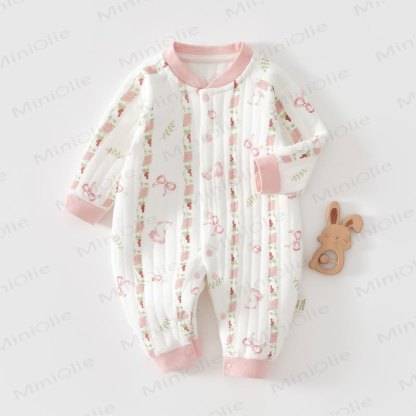 Baby Quilted Animal Snap Front Romper - Pink - 18-24M - image 1