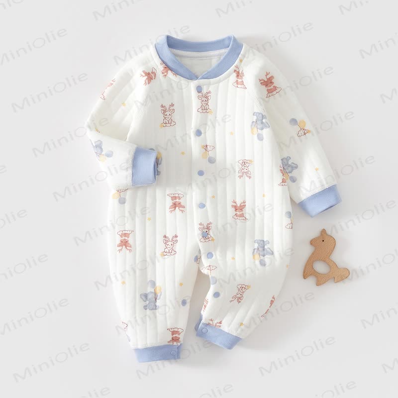 Baby Quilted Animal Snap Front Romper - Blue - 18-24M - image 5