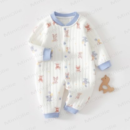 Baby Quilted Animal Snap Front Romper - Blue - 18-24M - image 5