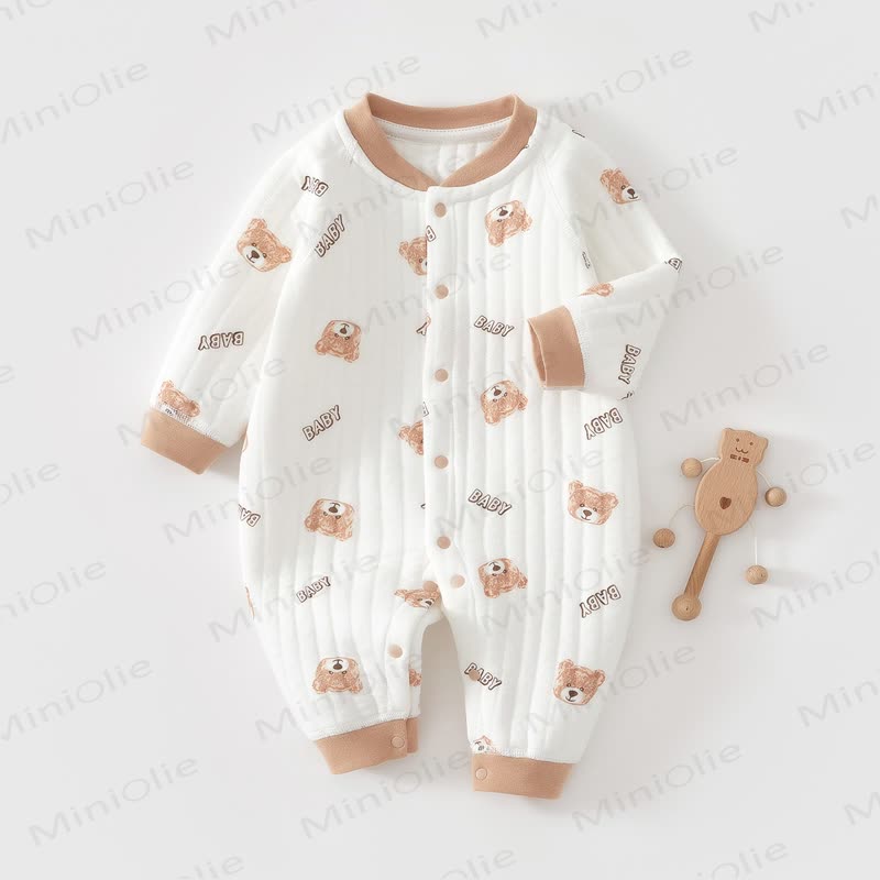 Baby Quilted Animal Snap Front Romper - Brown - 18-24M - image 6