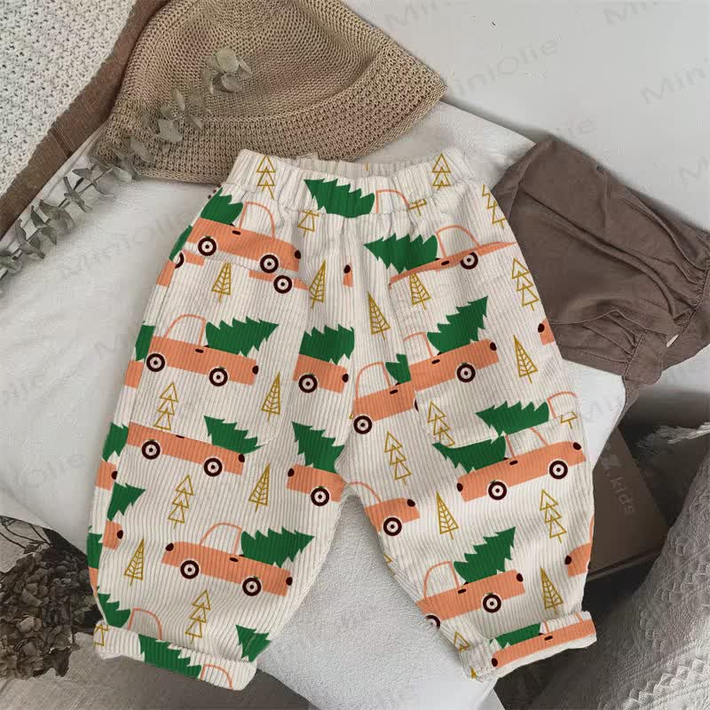 Baby Toddler Christmas Tree Car Beige Corduroy Pants - Beige - 3-5T - image 1