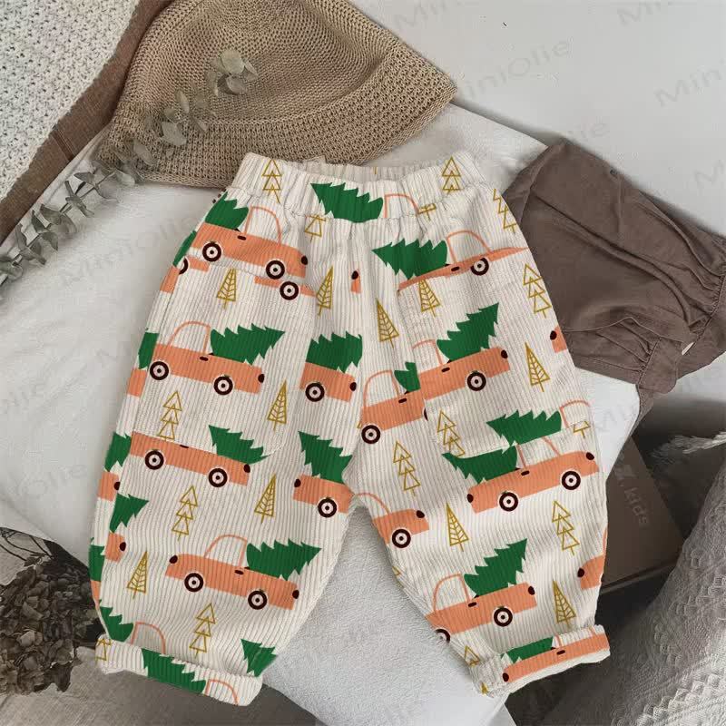 Baby Toddler Christmas Tree Car Beige Corduroy Pants - Beige - 3-5T - image 1